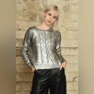 Zero Degrees Celsius Gold Metallic Knit Sweater, Size S